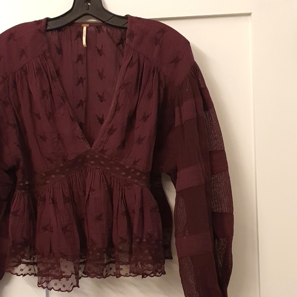 Free People Cropped Peasant Blouse